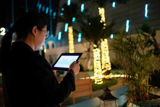 Mobile app controlling smart garden lighting at night