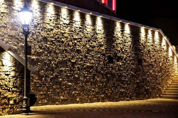 Wall wash lighting on home exterior and boundary walls