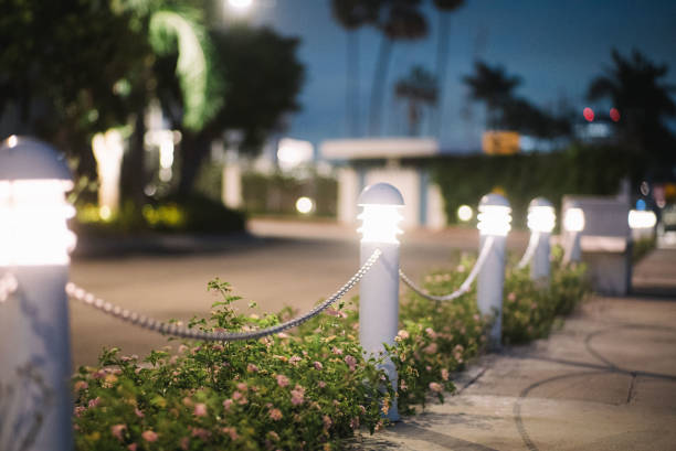Driveway lighting design with bollard lights and in-ground LED markers