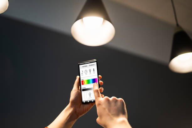 App-controlled smart LED lighting in modern home