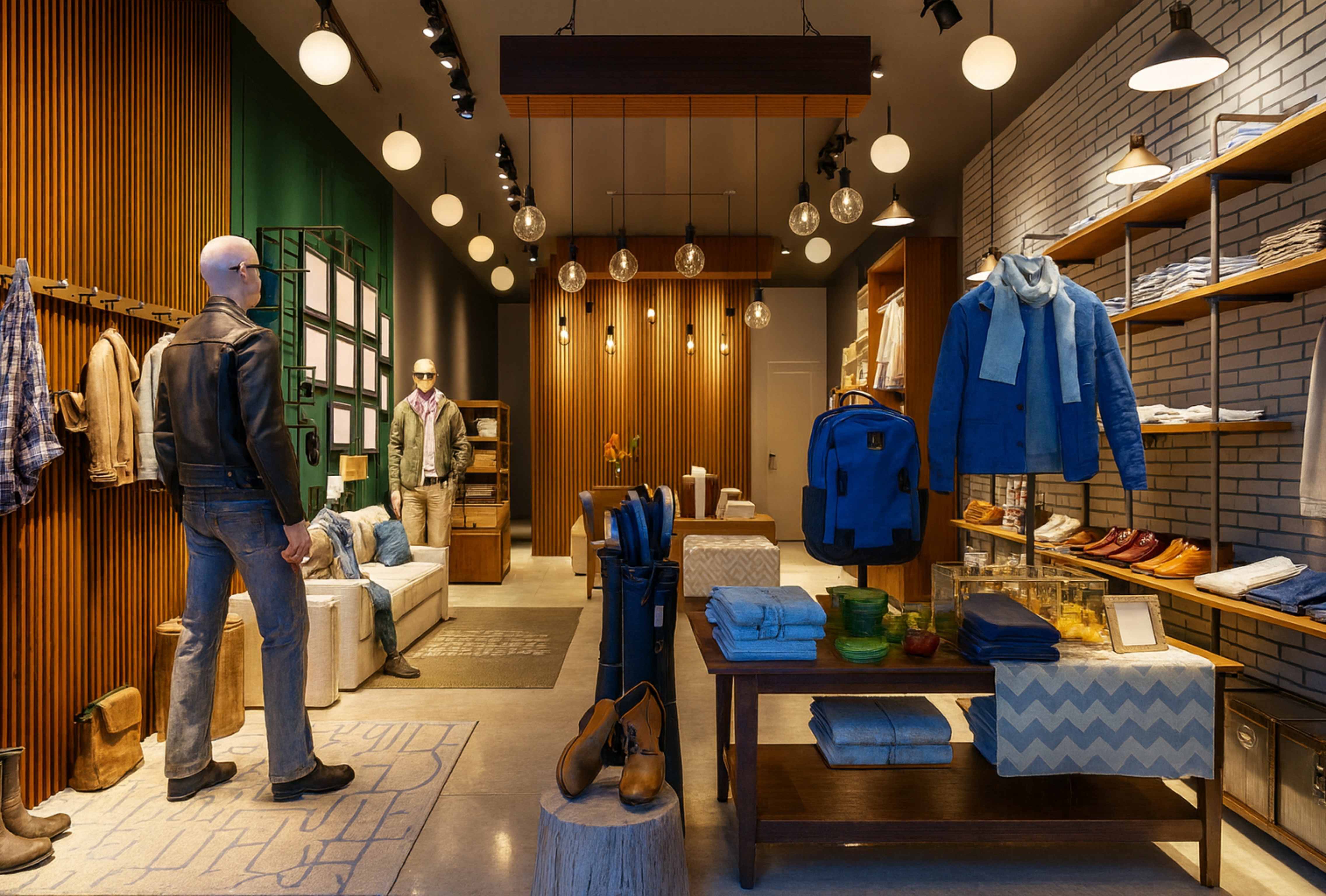 Stylish Indian retail store with accent spotlights and LED shelf lighting