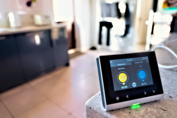 Smart lighting control dashboard showing energy usage and sensors